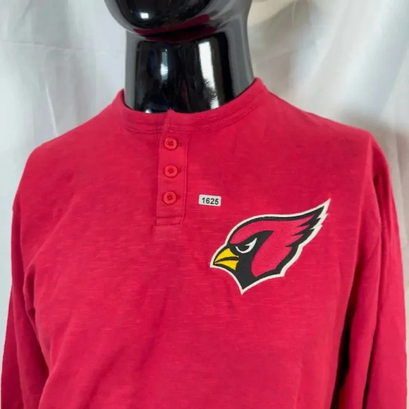 NEW Mitchell & Ness NFL Arizona Cardinals Henley Long Sleeve T-Shirt Red Mens L - Picture 3 of 9